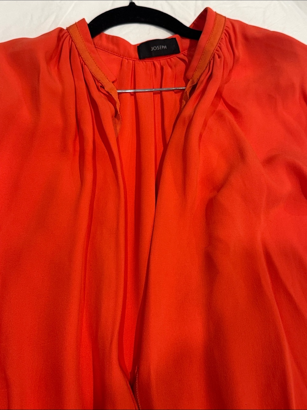 Joseph Bright Red Silk Tie-Neck Romper